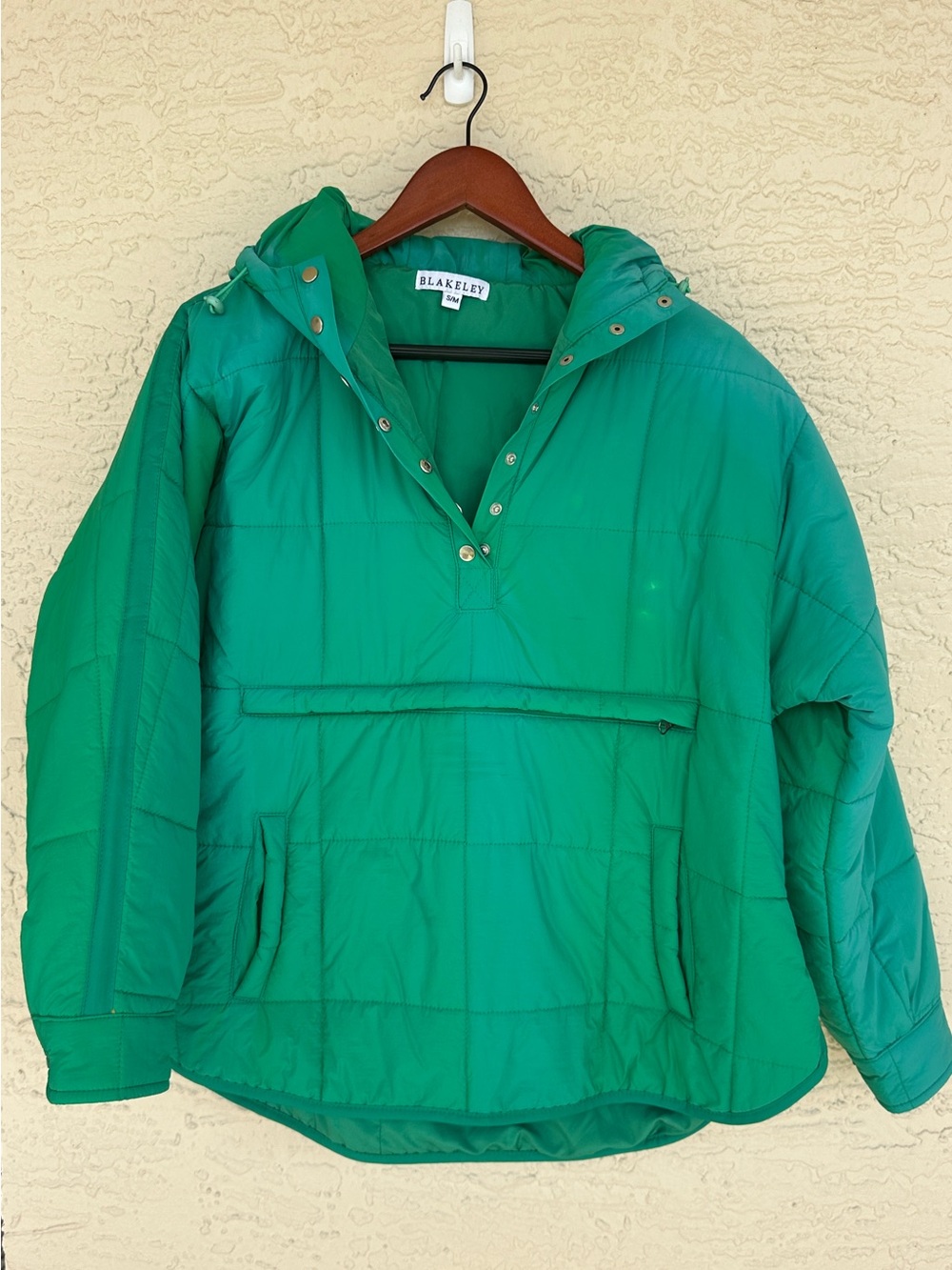 Blakeley Peyton Iridescent Green Quilted Puffer Pullover Hooded Jacket S/M